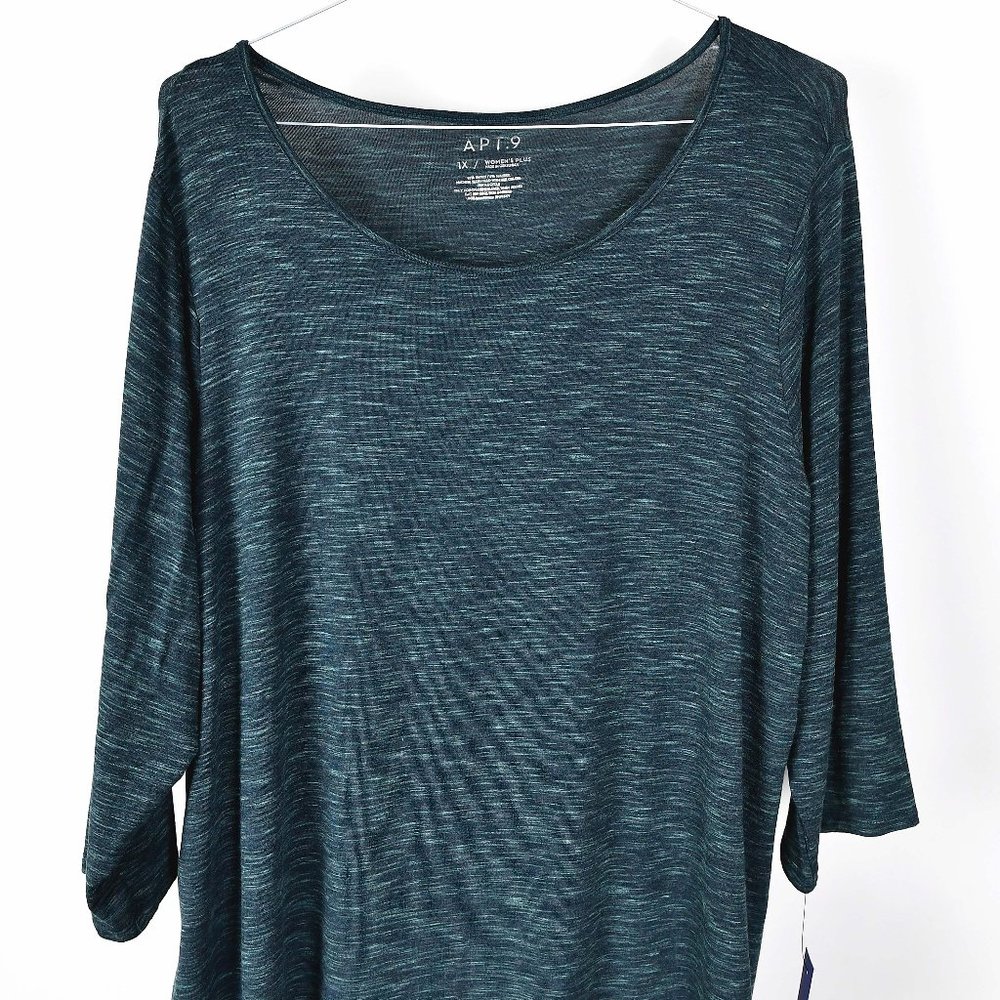 NEW!--Apt. 9 Green Blouse--3/4" Sleeve--Size 1X